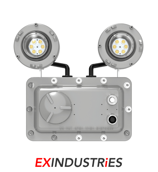 Two LED flood lights positioned on a plain white background, showcasing their design and features. explosion proof enclosures
