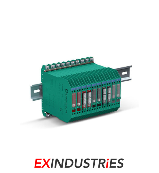 Green power supply module featuring four distinct types of switches for various functions. intrinsic safety barrier